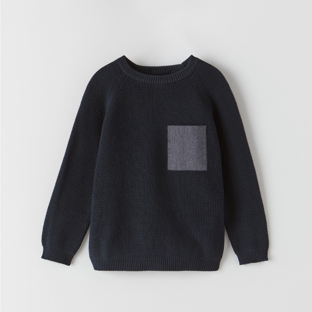 Waffle knit pocket sweater